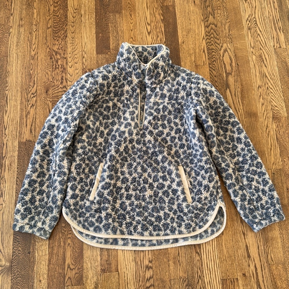 Abercrombie & Fitch Blue and White Sherpa Pullover